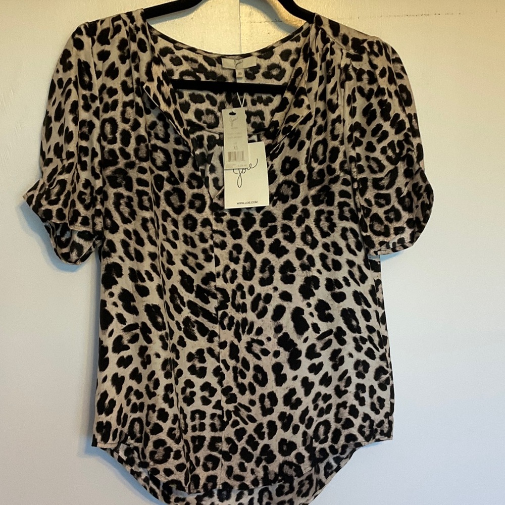 NWT Joie Amone Leopard Print Silk Top